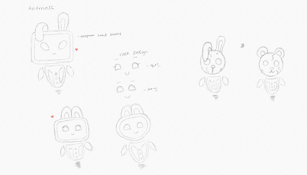 Animal NPC variants: a computer-head bunny and bear