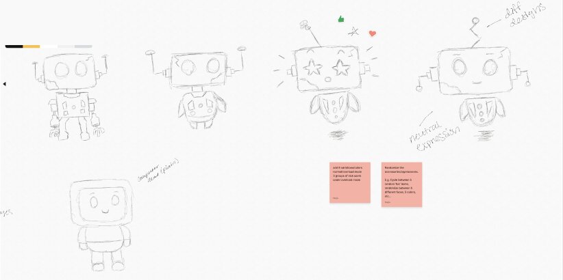 Robot NPC sketches with different expressions