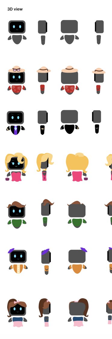 Front, side and back turnarounds of each NPC for 3D modeling